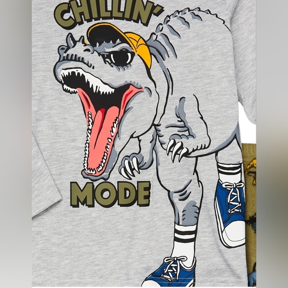 Nwt boys 2 piece pj set chillen mode t-rex - Picture 2 of 3